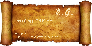 Matulay Géza névjegykártya