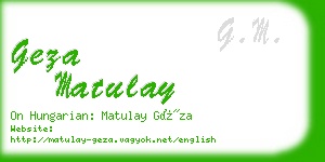 geza matulay business card